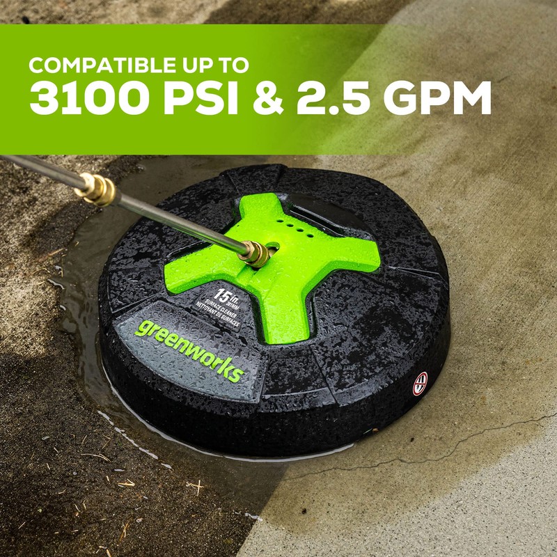 GreenWorks 5210902 15" Extension Included Surface Cleaner, Green