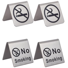 craspire 4 Pieces 2 Styles Table Sign No Smoking Stainless Steel Metal Warning Reservation Non Smoking Desk Logo Display Signs For Restaurant Office Hotel Hospital Club Room Shop