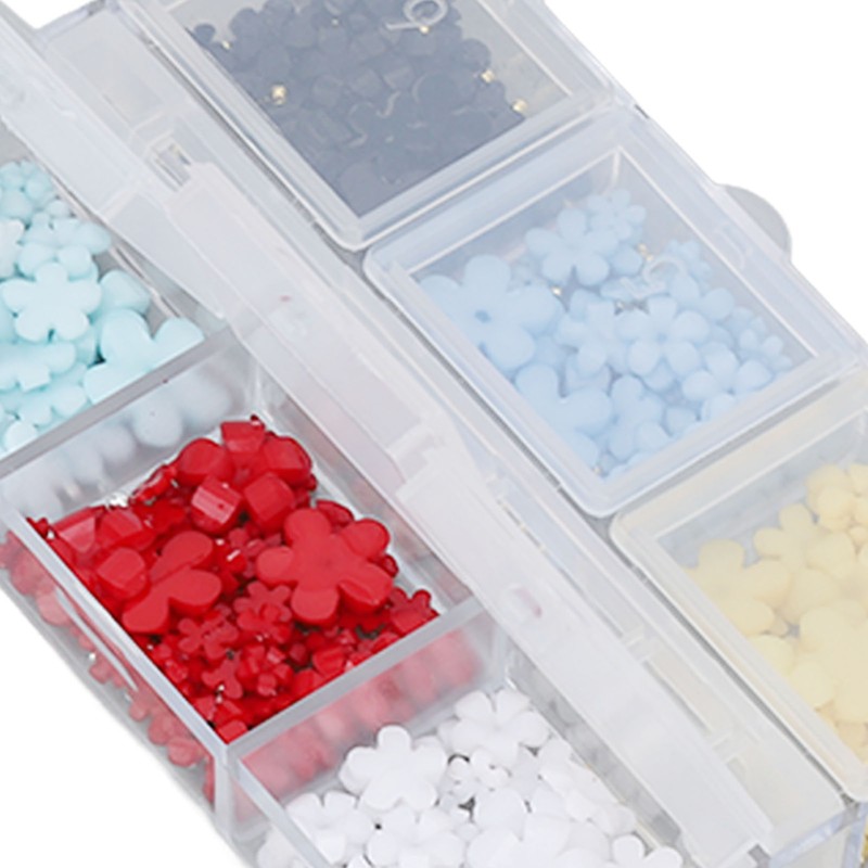 2 Boxes 12 Grids 3D Flower Nail Charms Resin DIY