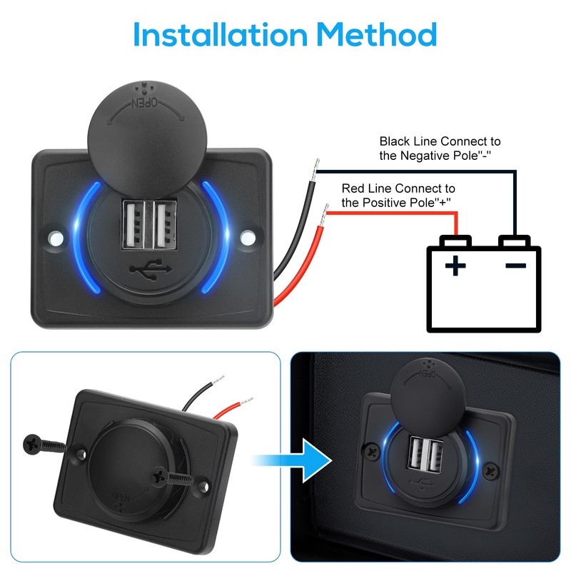 Linkstyle RV USB Outlet, Dual 3.1A USB A Charger Panel