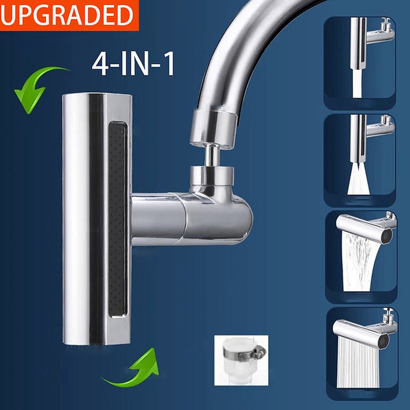 Waterfall Universal Faucet Extender Copper and ABS Anti Splashing Bathroom