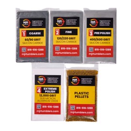 Refill Grit Kit with MJR Tumblers Premium Quality Extreme Polish 12,000 Grit Sub Micron Aluminum Oxide Polish for Unparalleled Results. for 18lb Rock Tumblers with Silicon Carbide and Plastic Pellets