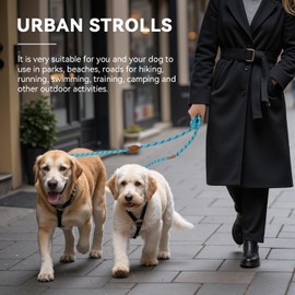 PETCOOZ Dog Lead 3 m Adjustable Recall Lead for Medium and Large Dogs (15-60 kg), Reflective Free Handle Lead with 2 Carabiners, Double Lead Made of Robust Nylon, 200 kg Extreme Force