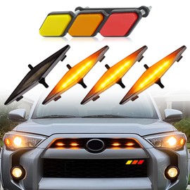 BreTrewri 4pcs Amber Led Grill Lights for 2014-2019 Toyota 4runner TRD Pro SR5 Off-Road Limited Grille Grills Light, Raptor Lights for 4Runner TRD Pro 2020-2024 only 1pc 4runner Grills Emblems