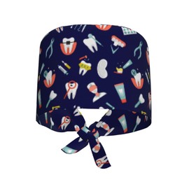 Dental Teeth Hygiene Tools Breathable Scrub Hat for Nurses & Doctors Adjustable Working Cap with Moisture-Wicking Fabric