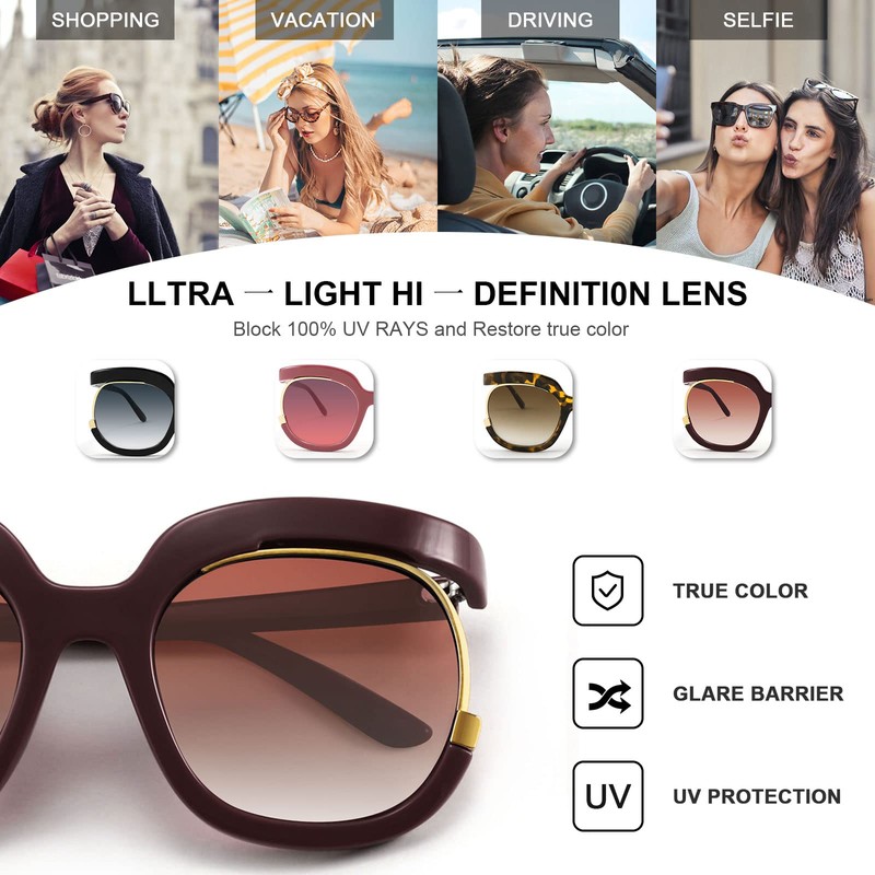 FEISEDY B4091 - Gafas de sol redondas cuadradas de gran