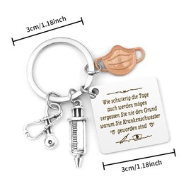 Hightopup Nurse Keyring Stainless Steel with Engraving Stethoscope Syringe Pendant Medical Student Doctor Gift for Birthdays Graduation Christmas Inspirational Gift, 080413