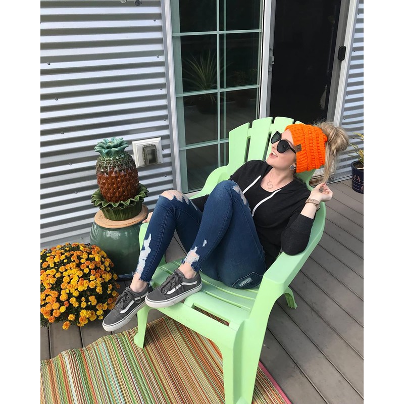 Funky Junque Messy Bun Womens Winter Knit Hat Beanie Tail