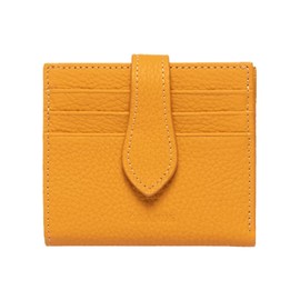 grande 3803 Genuine Leather Card Holder for Women and Men Slim Minimalist Card Case Small Snap Wallet (Yellow)