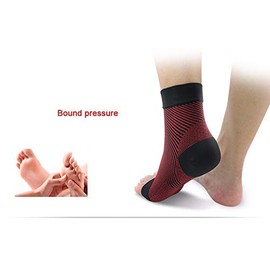 Just Rider Ankle Brace Compression Support Sleeve - Ankle Compression Socks for Plantar Fasciitis, Foot & Ankle Swelling, Achilles Tendonitis, Joint Pain, Injury Recovery, 1Pair (RED)