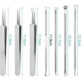 7-teiliges Akne-Entferner Set, Edelstahl Mitesserentferner mit Spiegel, Professionelles Gesichtspflege-Werkzeug mit Box