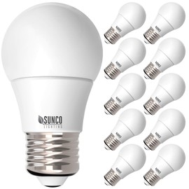 Sunco Lighting 10 Pack A15 LED Bulb Dimmable Refrigerator Appliance Bulbs 8W Equivalent 60W, 3000K Warm White, 800 LM, E26 Medium Base, Instant On, Super Bright, Indoor Outdoor Light - UL, Energy Star