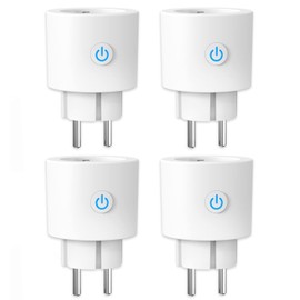 Antela WLAN Smart Socket with Current Measurement 16 A, Smart Home Socket Compatible with Alexa/Google Home, Power Consumption Measurement, Voice Control, App Remote Control, 2.4 GHz, 4 PCs