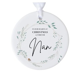 Nan Memorial Christmas Bauble, Remembering Nan At Christmas, Nan Remembrance Ornament, Ceramic Hanging Ornament