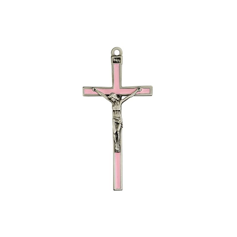 CatholicStore Children's Wall Crucifix with Pink Epoxy, 5" Tall mcv-73-35