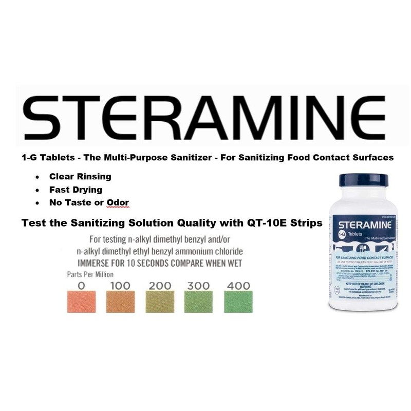 2 Bottles Steramine Tablet, Steramine Sanitizer Tablet w/ 15 QT-10