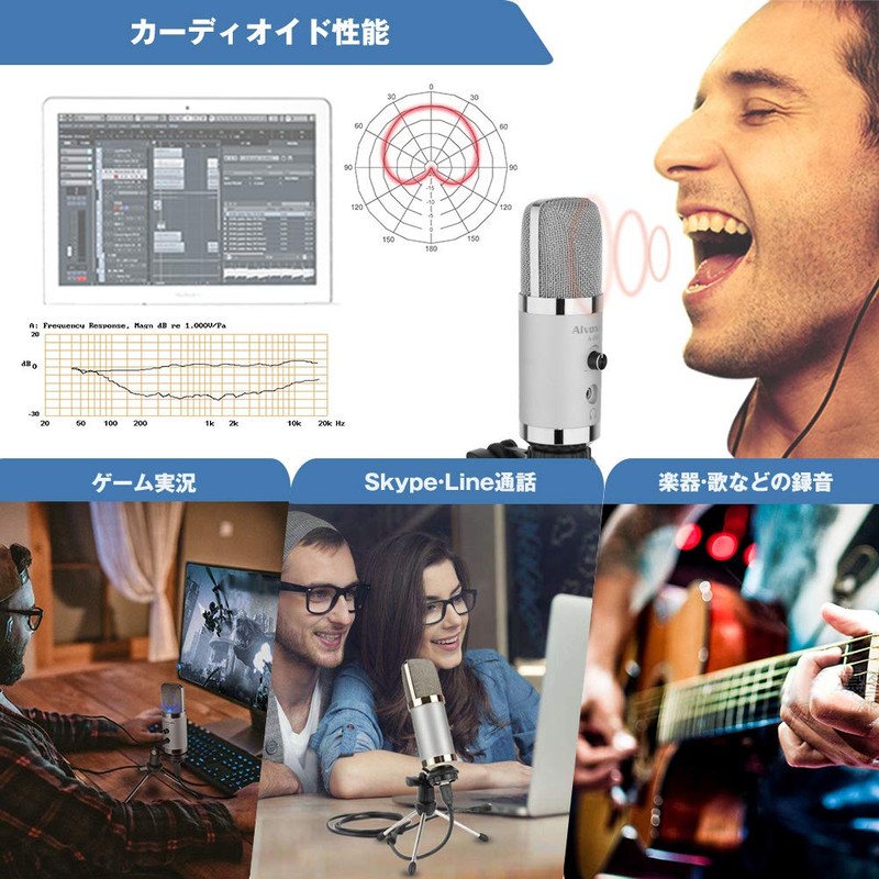 Alvoxcon PC Microphone, USB Microphone, Condenser Microphone, Commentary Microphone, Unidirectional,