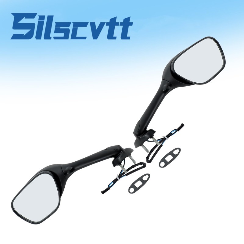 Silscvtt Rear View Mirrors Smoke Turn Signals Replacement for Suzuki
