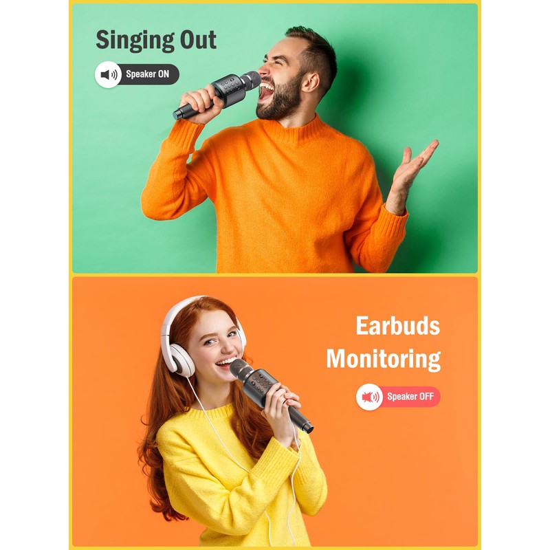Wireless Bluetooth Karaoke Microphone, Built-in Loud Speaker for 10H Playback,