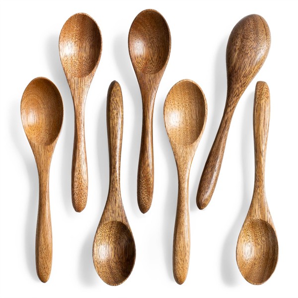 Hefild 7 PCS Small Wooden Spoons, 5.8 Inch Honey Spoons