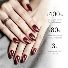 30 Uñas postizas almendradas medianas estilo ojo de gato con acabado brillante 3D, reutilizables, disponibles en 15 tamaños. Uñas postizas hechas a ma