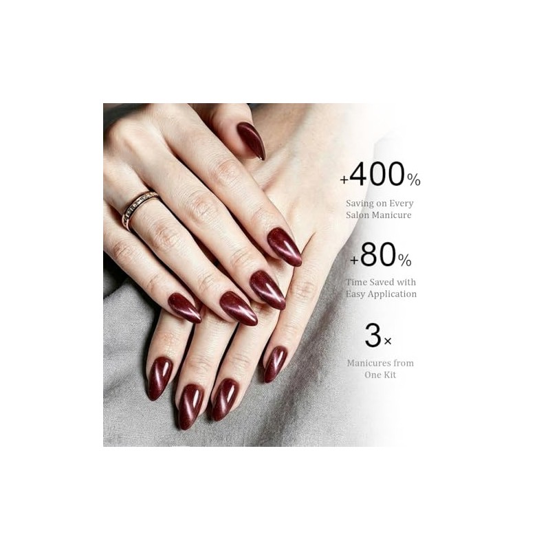 30 Uñas postizas almendradas medianas estilo ojo de gato con