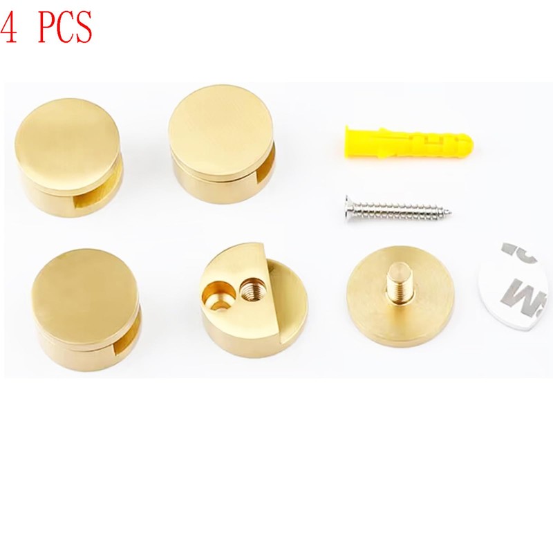 Mirror Clips, Thickened Brass Mirror Floating Glass Clip - Round