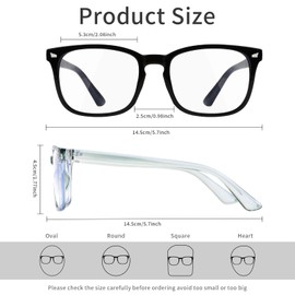 ZNHIS Blue Light Glasses, Blue Light Blocking Glasses, 2 Pack, Clear Glasses, Clear Bluelight Glasses, Blue Light Glasses for Women Men, Anti-Eyestrain UV Glare Glasses (Black + Gray)