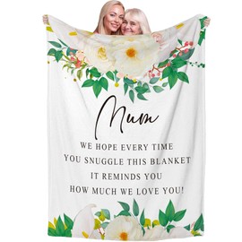 BFSYRR Mothers Day Blanket, 51.18INCH*59.05INCH Soft Fluffy Polyester Blanket, White, 130CM*150CM, Single Layered, All Seasons, Home, Outdoor, Travel