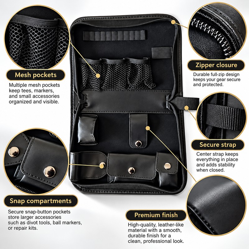 Golf Accessories Storage Bag for Golf Tools – Portable Black