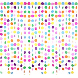 RUBFAC 5pcs Colorful Paper Garland Circle Dots Party Hanging Rainbow Decorations for Birthday Wedding, Baby Shower, Classroom Candyland Streamers (66ft)