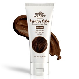 Herbishh Koloret Keratin Color Depositing Hair Mask – 2-in-1 Deep Conditioner for Vibrant Refreshed Hair, Ideal for Dry Damaged Hair, Salon-Worthy Shine at Home, All Hair Types, Chocolate, 3.5 fl.oz