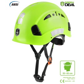 GREEN DEVIL Safety Helmet Hard Hat Adjustable Lightweight Vented ABS Work Helmet for Men and Women 6-Point Suspension ANSI Z89.1 Approved Ideal for Industrial & Construction