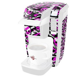 WraptorSkinz Decal Style Vinyl Skin compatible for Keurig K10 / K15 Mini Plus Coffee Makers Zebra Pink Skulls (COFFEE MAKER NOT INCLUDED)