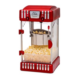 Elite Gourmet EPM-250 Maxi-Matic 2.5 Ounce Classic Carnival, Tabletop Kettle Popcorn Popper Machine, Retro-Style, Movie Hot Buttered Popcorn, Red