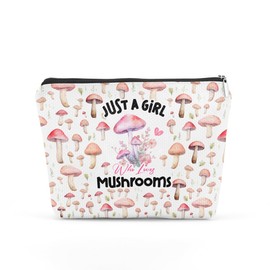 Mushroom Gifts Mushroom Stuff Funny Makeup Bag Mushroom Cosmetic Bag Mushroom Lovers for Women Female Girls Best Friend Niece Daughter Mushroom Themed Gifts Travel Organizer Graduation Birthday Gifts