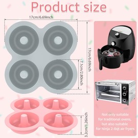4 Molde para donas, Molde de silicona antiadherente para 4 donas, 4 cavidades, Molde para Hornear Rosquillas, resistente al calor, reutilizable, para galletas bagels muffins Panque Magdalenas