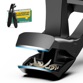 Baluca Angled Head Large Toe Nail Clippers for Men with Wide Jaw Opening, Sharp Heavy Duty Fingernail Clipper Cutter with Catcher - Black