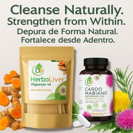 Liver Support Combo – Milk Thistle Capsules + Herbal Detox Tea (Cardo Mariano, Turmeric, Dandelion, Boldo & Cuachalalate) – Natural Liver & Antioxidant Support – 100% Vegan, Non-GMO – by BexpertsUSA