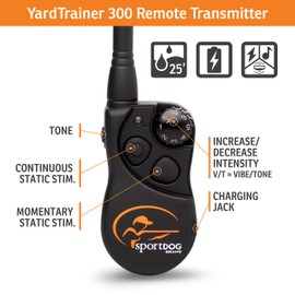 SportDOG Brand YardTrainer Family Dog Training Collars- 300 Yard Range- Rechargeable, Remote Trainers with Static, Vibrate, and Tone - Black - YT-300