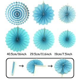 Pom Pom Tissue Paper Flowers,Dasiter 21pcs Hanging Paper Fans, Pom Poms Flowers, Garland String, Banner, Pom Tissue Flowers for Fiesta Party Wedding Decorations Baby Shower