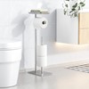 Toilet Paper Holder Stand with Top Storage Shelf, Free Standing