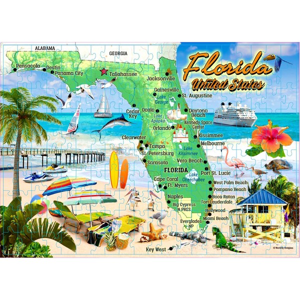 Florida Landmarks and Icons Collage Puzzle 500 pcs (21" x 15" When Finished)