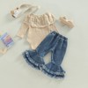 Newborn Baby Girl Clothes Infant Rib Frill Long Sleeve Romper