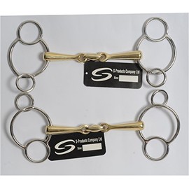 S-Products UNIVERSAL GERMAN SILVER LOZENGE MOUTHPIECE 3 RING GAG JUMPING HORSE SHOW BIT (5.0")