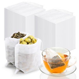 400 Pezzi Sacchetti Filtro per Tè, 7 x 9 cm Sacchetti in Cotone Bianco con Coulisse per Tè Sfuso, Erbe, Matcha e Caffè, Filtri per Tè usa e Getta per Colini da Tè, Regali Fai da Te e Cucina