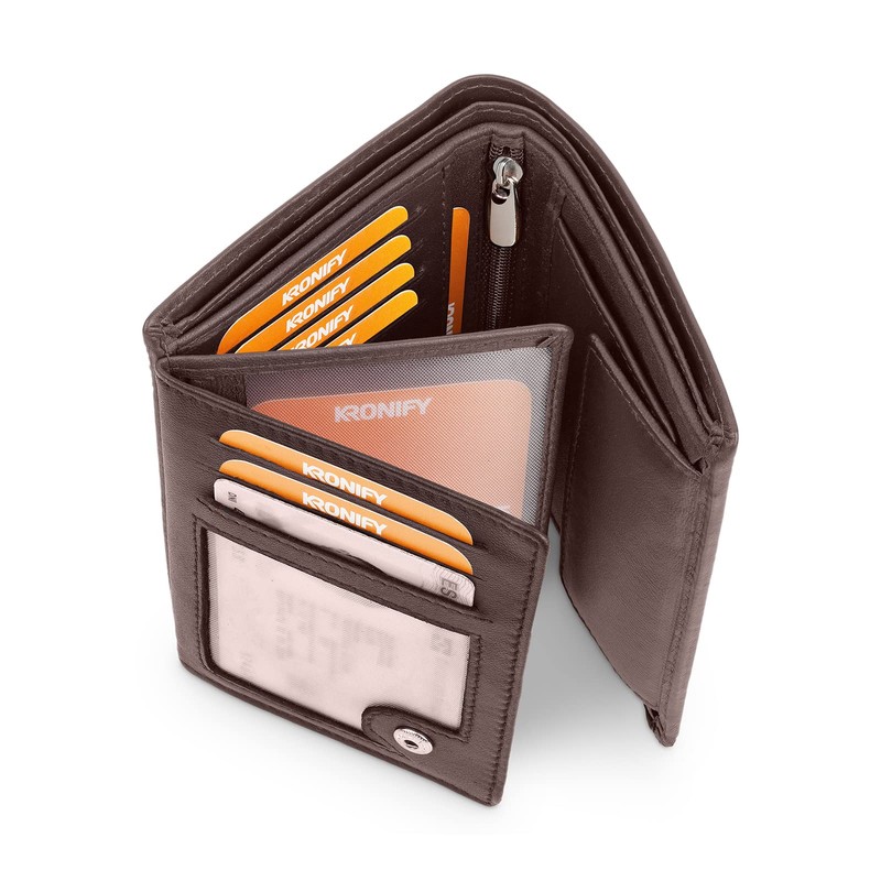 KRONIFY Men's Leather Wallet, Genuine Leather Wallet, RFID Protection, Landscape