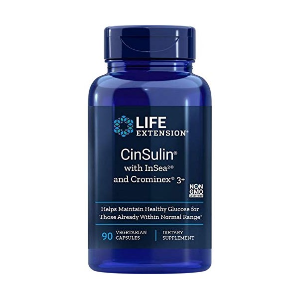Life Extension CinSulin with InSea2 and Crominex 3+ – Non-GMO – 90 Vegetarian Capsules