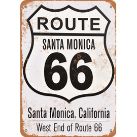 RetroRust 10 x 14 METAL SIGN - Santa Monica Route 66 End - Vintage Rusty Look