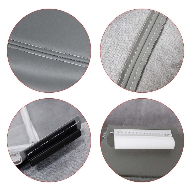 FZJDSD Gray Driver & Passenger Side Bottom Leather Replacement Seat